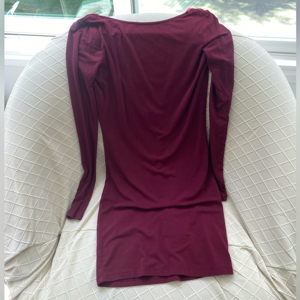 Forever 21 Maroon Long-Sleeved Dress with Low Back